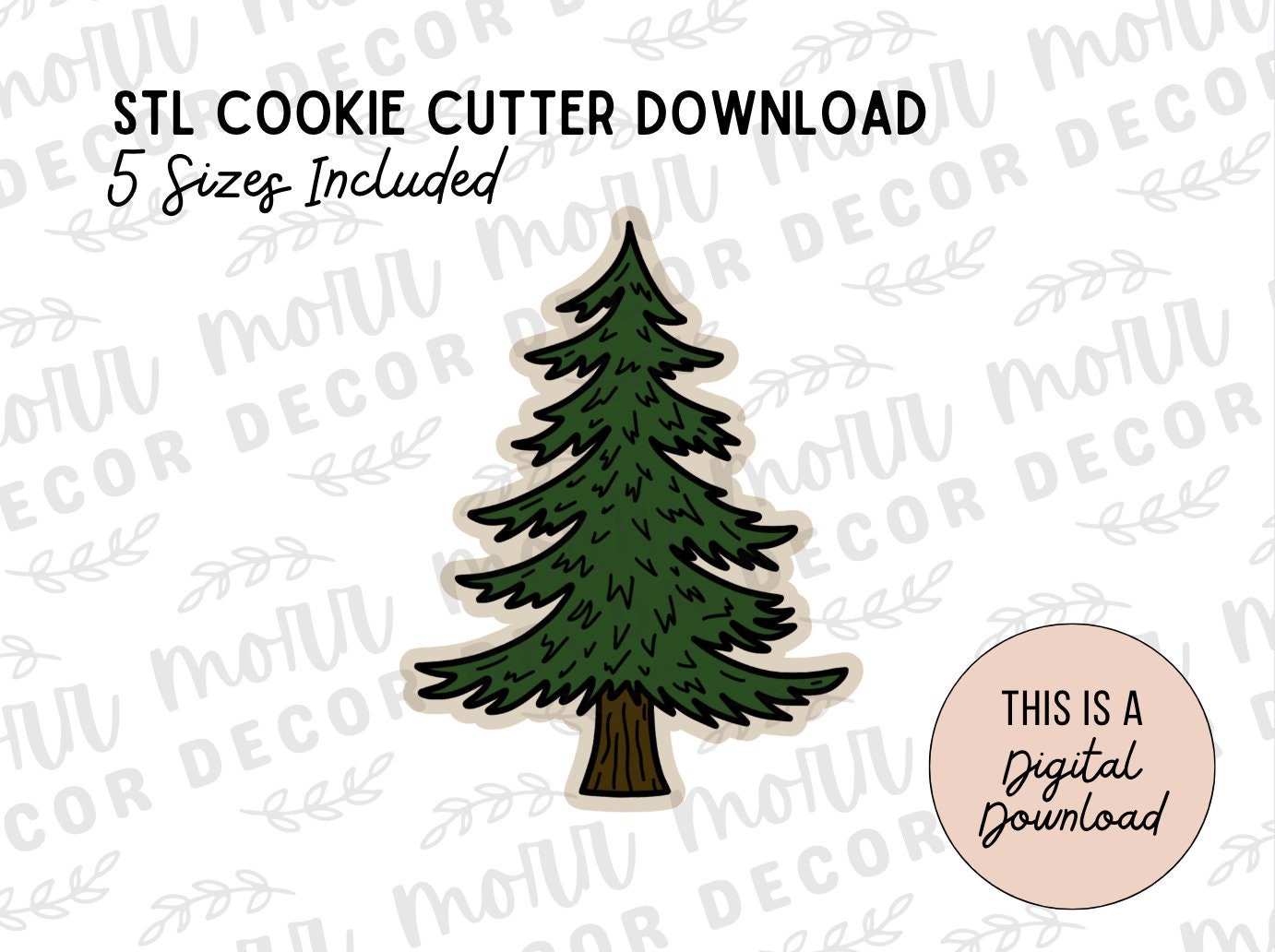 Pine Tree Cookie Cutter Digital Download Fall STL File Download Autumn Cookie Cutter File Download Christmas Tree Cookie Cutter