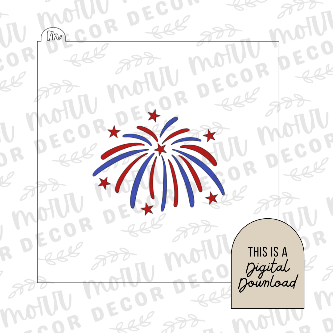 Firework 2-Part Cookie Stencil DIGITAL DOWNLOAD