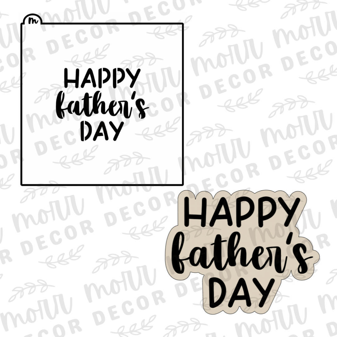 Happy Father's Day Cookie Cutter + Cookie Stencil Combo