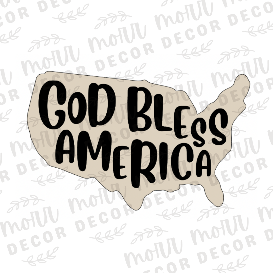 God Bless America Cookie Cutter + Cookie Stencil Combo