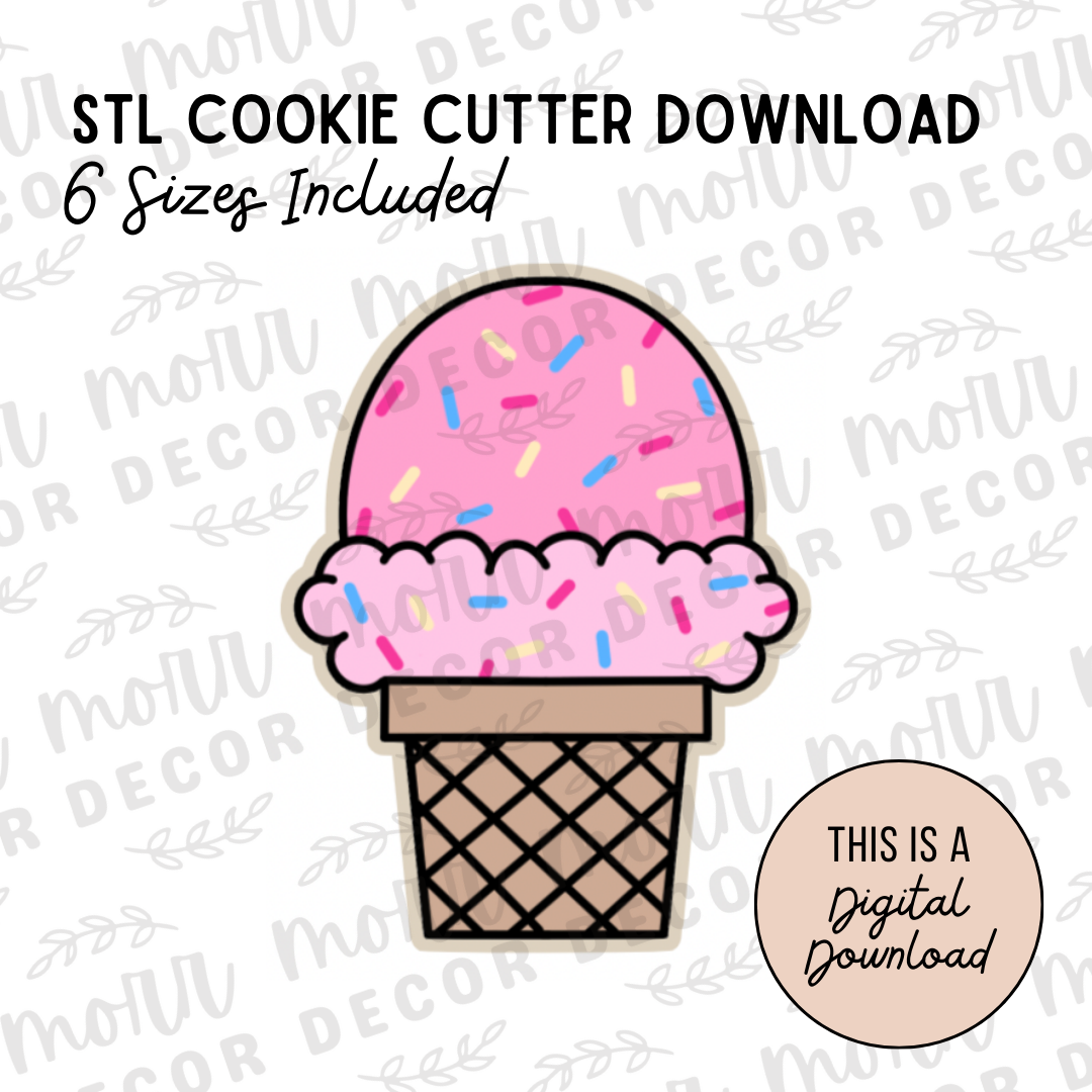 Ice Cream Cone Cookie Cutter Digital Download