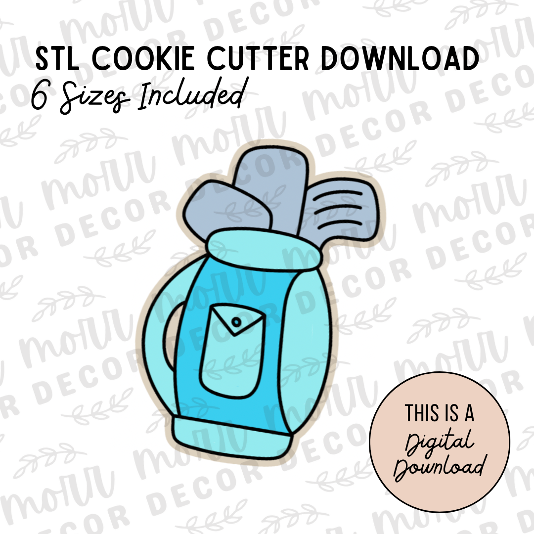 Golf Clubs Cookie Cutter Digital Download