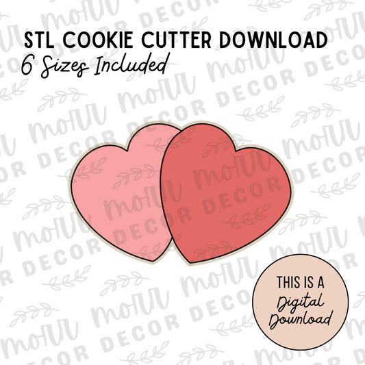 Double Heart Cookie Cutter Digital Download