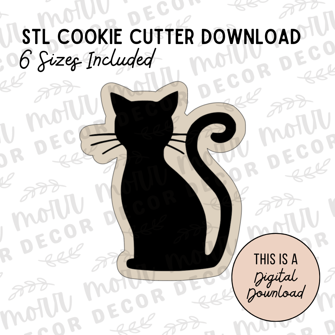 Black Cat Silhouette Cookie Cutter DIGITAL DOWNLOAD