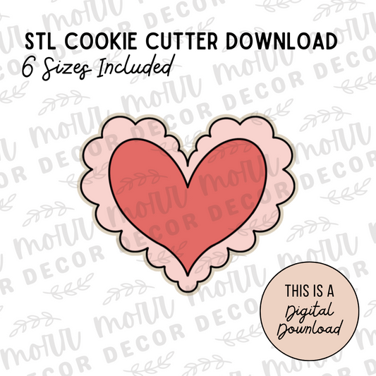 Scalloped Heart Cookie Cutter Digital Download