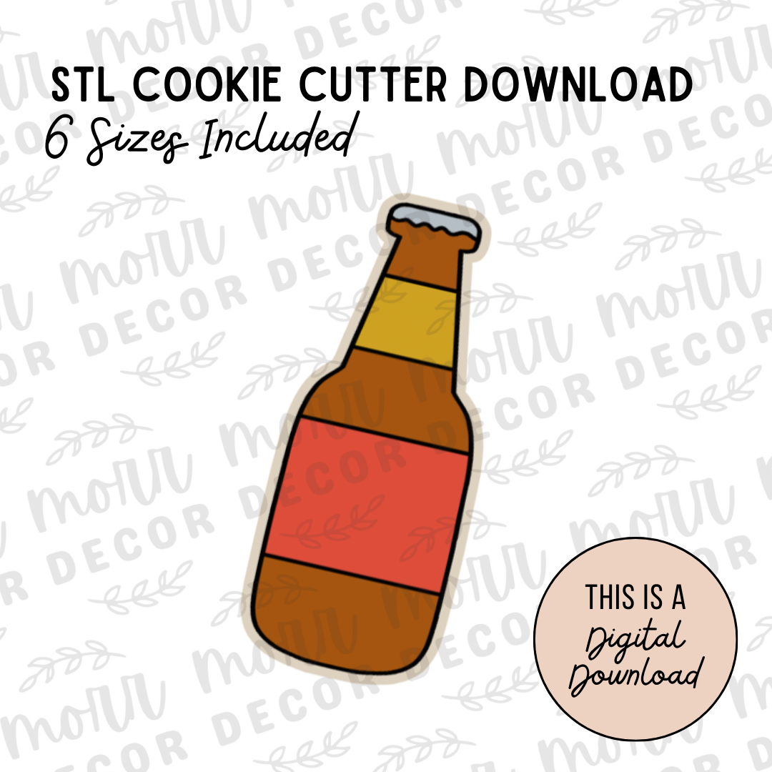 Beer Bottle Cookie Cutter Digital Download