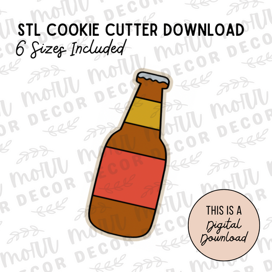 Beer Bottle Cookie Cutter Digital Download