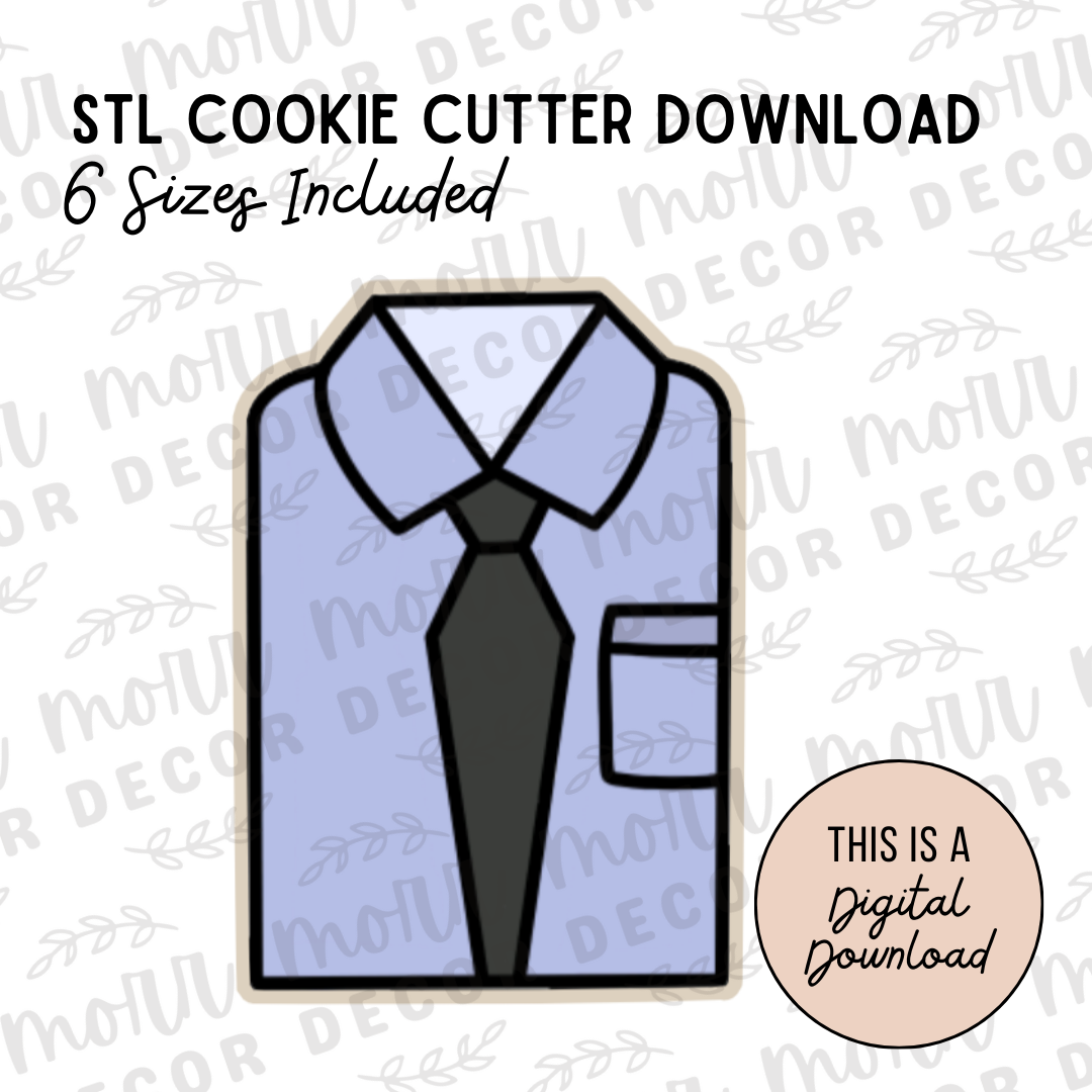 Men's Dress Shirt Cookie Cutter Digital Download