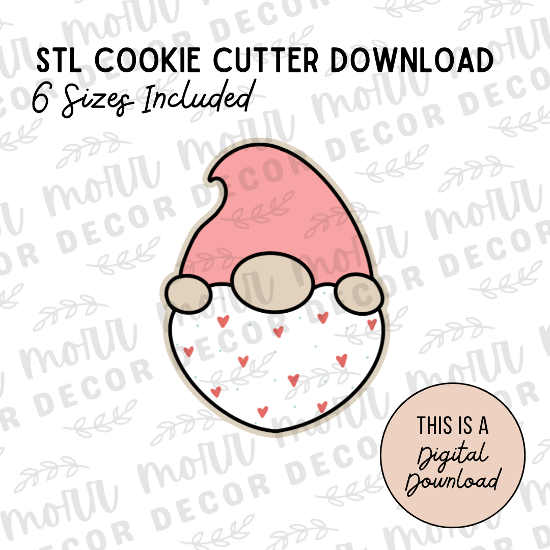 Gnome Heart Cookie Cutter Digital Download