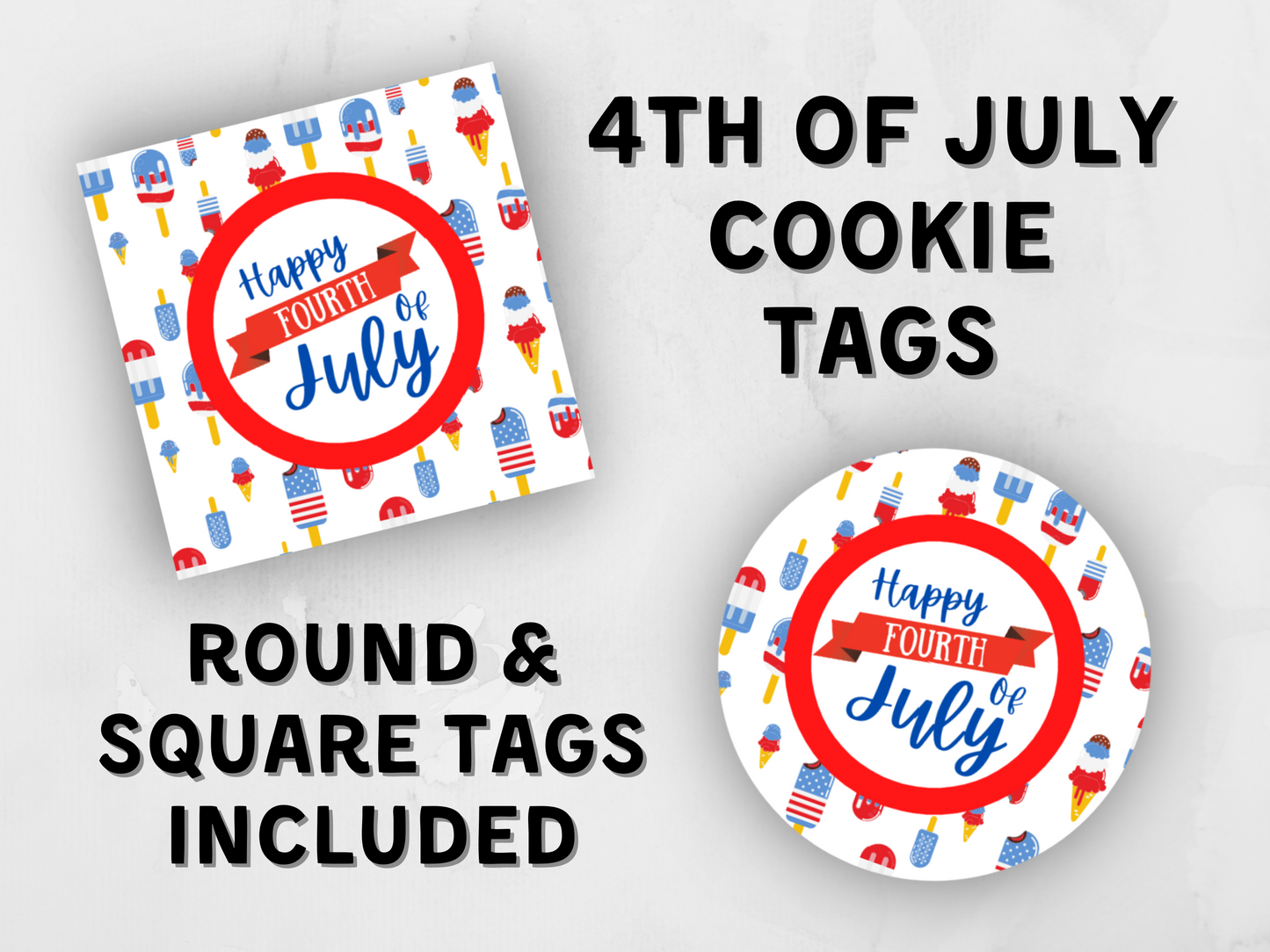 Fourth of July Cookie Tags