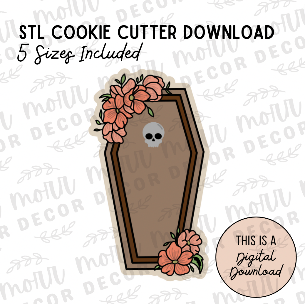 Floral Coffin Cookie Cutter Digital Download