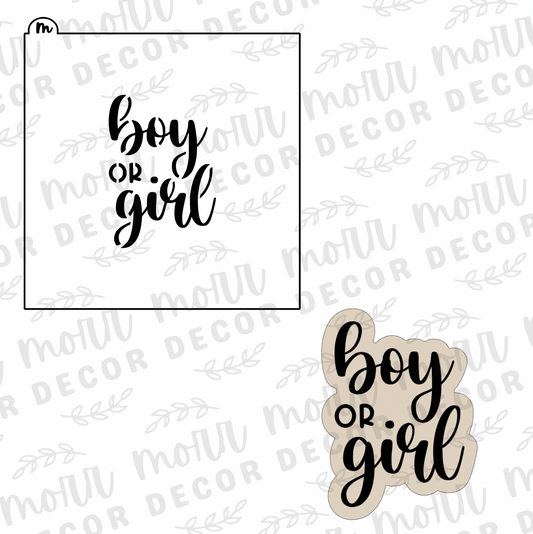 Boy or Girl Cookie Cutter + Cookie Stencil Combo