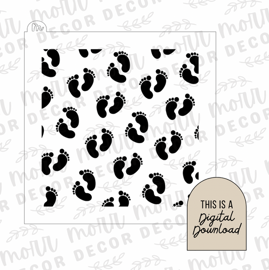 Baby Feet Patterned Cookie Stencil DIGITAL DOWNLOAD