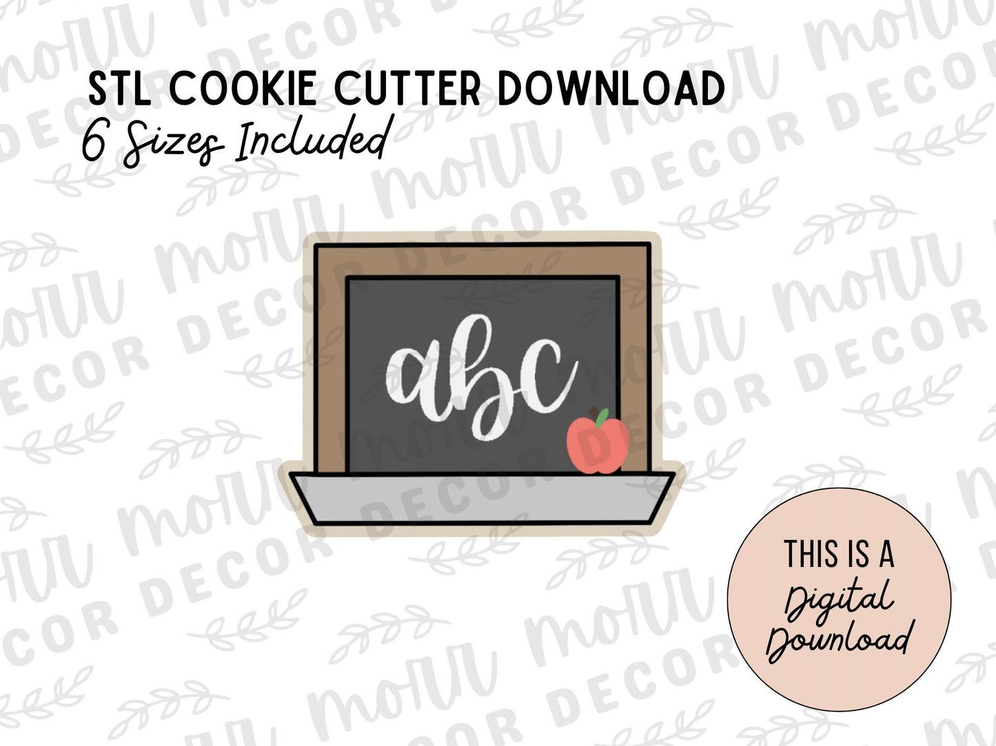 Chalkboard Cookie Cutter Digital Download | STL File Download | Back to School Cookie Cutter File Download