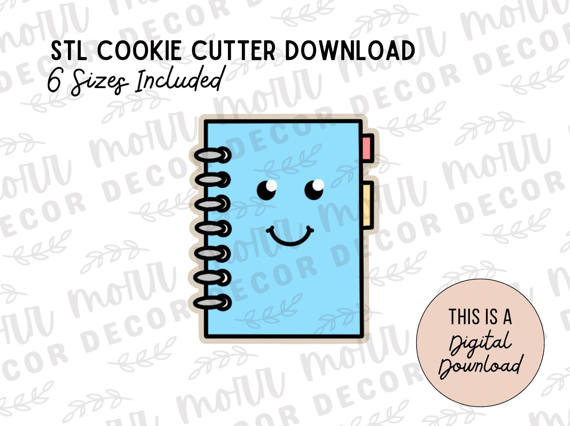 Notebook Cookie Cutter Digital Download | STL File Download | Back to School Cookie Cutter File Download