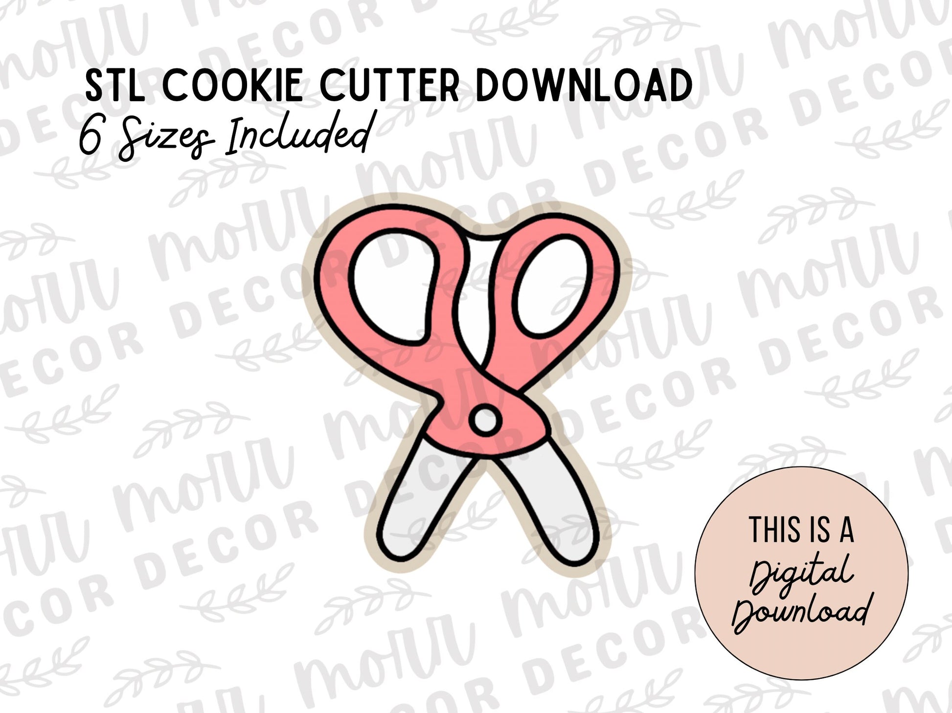 Scissors Cookie Cutter Digital Download | STL File Download | Back to School Cookie Cutter File Download