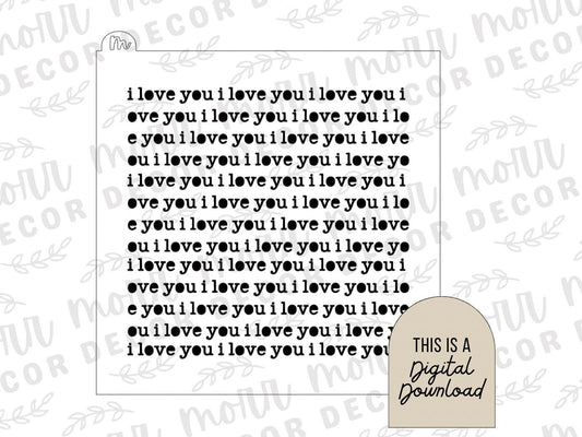 I Love You Typewriter Cookie Stencil DIGITAL DOWNLOAD | Cookie Stencil Digital Download | Stencil SVG File