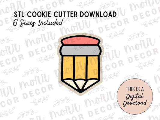 Pencil Cookie Cutter Digital Download | STL File Download | Back to School Cookie Cutter File Download
