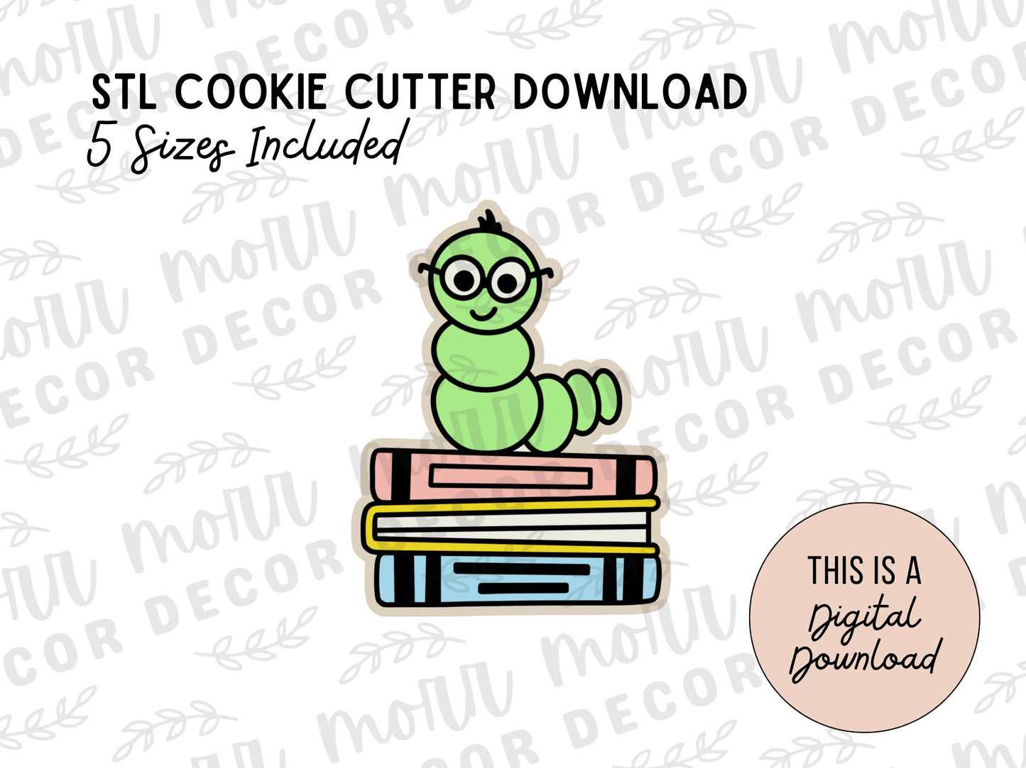 Book Worm Cookie Cutter Digital Download | STL File Download | Back to School Cookie Cutter File Download