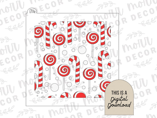 Candy Cane Cookie Stencil DIGITAL DOWNLOAD | Cookie Stencil Digital Download | Stencil SVG File