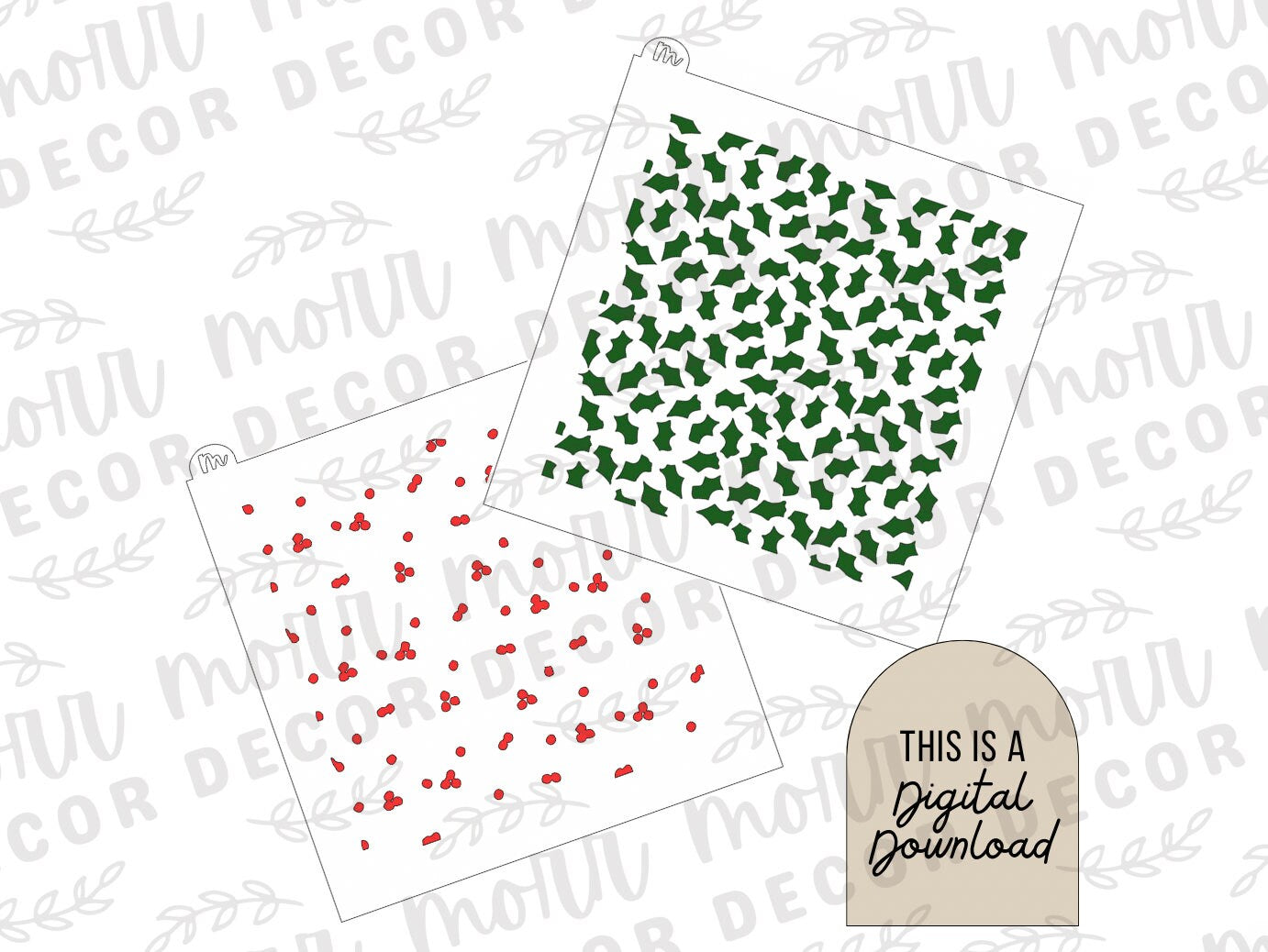 Holly + Ivy Cookie Stencil DIGITAL DOWNLOAD | Cookie Stencil Digital Download | Stencil SVG File