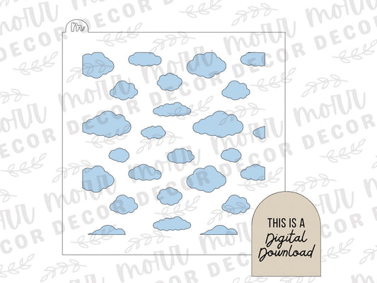 Clouds Cookie Stencil DIGITAL DOWNLOAD | Cookie Stencil Digital Download | Stencil SVG File