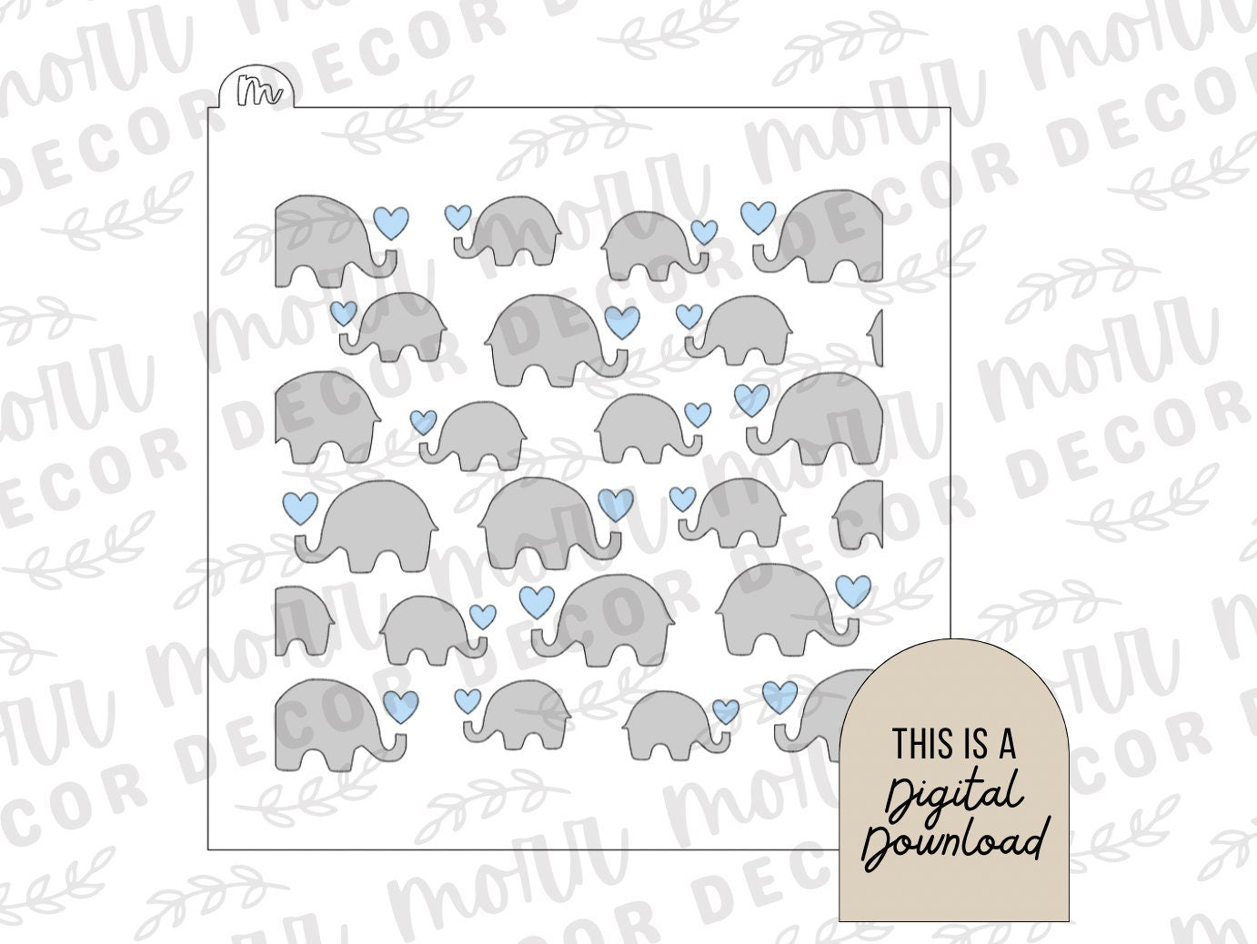 Elephant 2-Part Cookie Stencil DIGITAL DOWNLOAD | Cookie Stencil Digital Download | Stencil SVG File