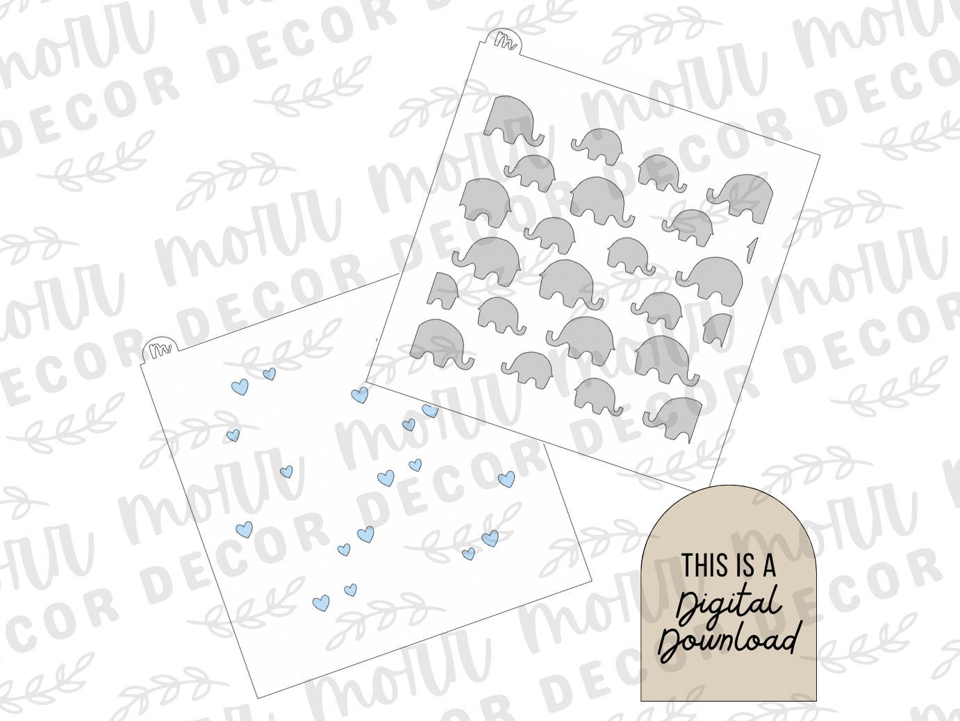 Elephant 2-Part Cookie Stencil DIGITAL DOWNLOAD | Cookie Stencil Digital Download | Stencil SVG File