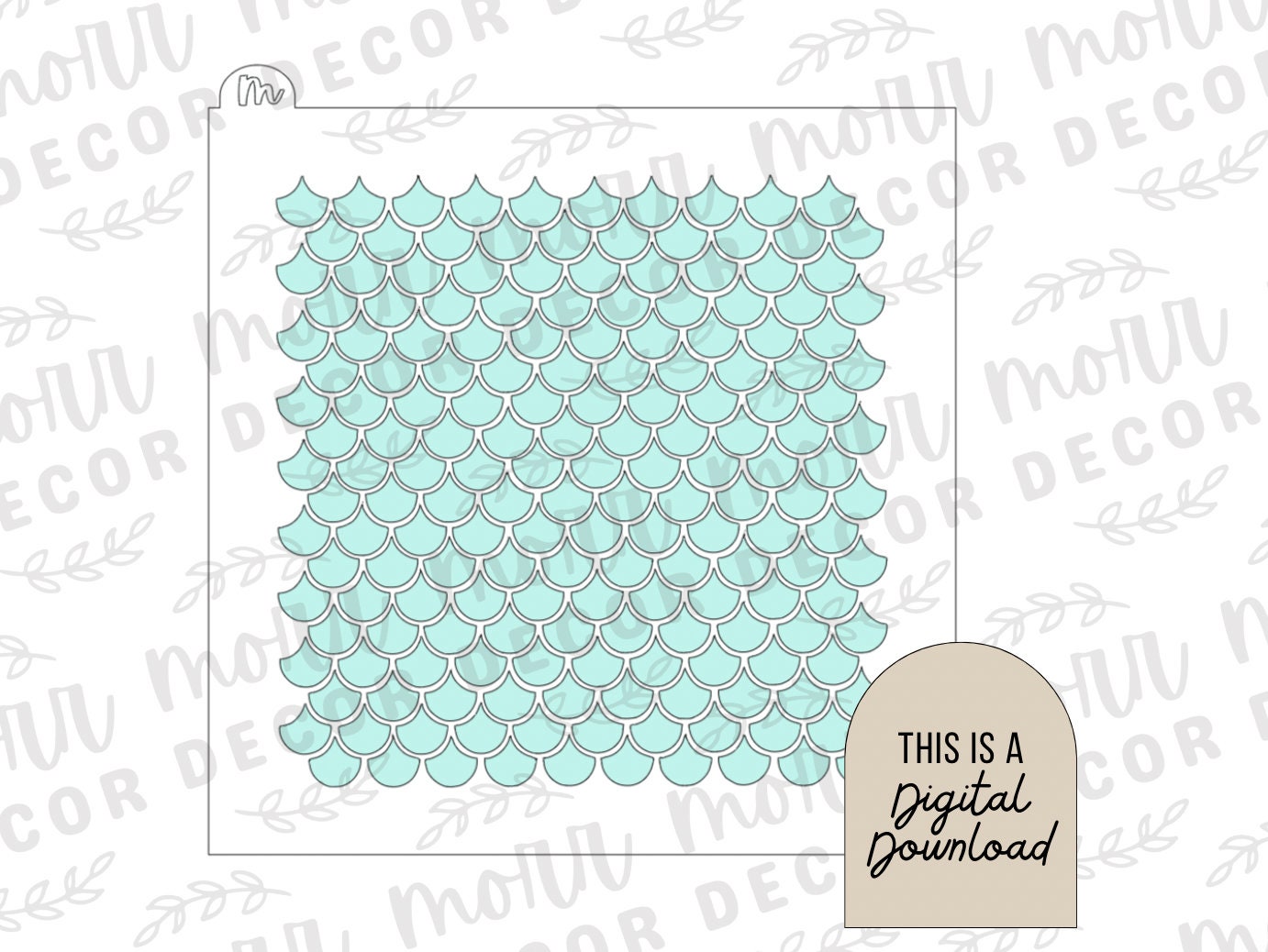 Mermaid Scale Cookie Stencil DIGITAL DOWNLOAD | Cookie Stencil Digital Download | Stencil SVG File