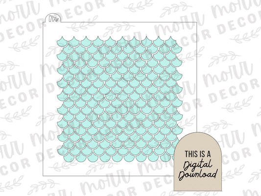 Mermaid Scale Cookie Stencil DIGITAL DOWNLOAD | Cookie Stencil Digital Download | Stencil SVG File