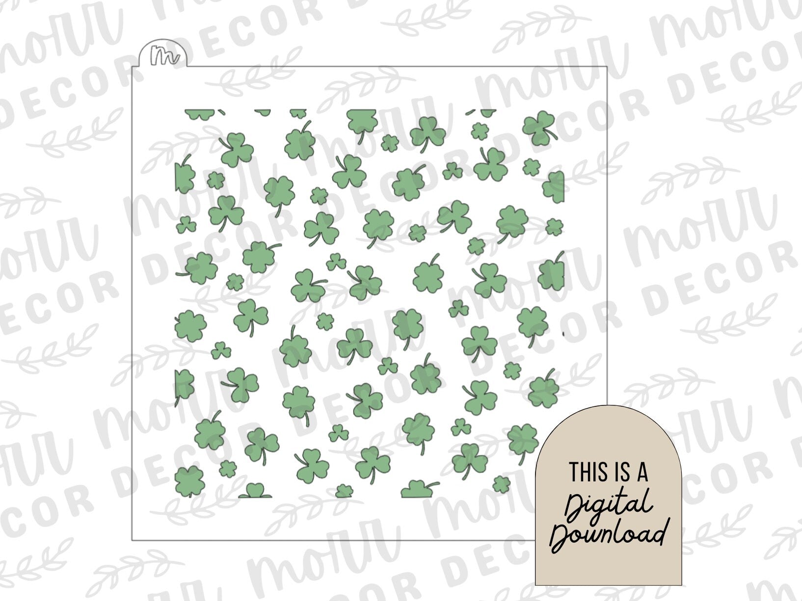 Shamrock Four Leaf Clover Cookie Stencil DIGITAL DOWNLOAD | Cookie Stencil Digital Download | Stencil SVG File