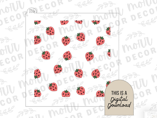 Strawberry 3-Part Cookie Stencil DIGITAL DOWNLOAD | Cookie Stencil Digital Download | Stencil SVG File