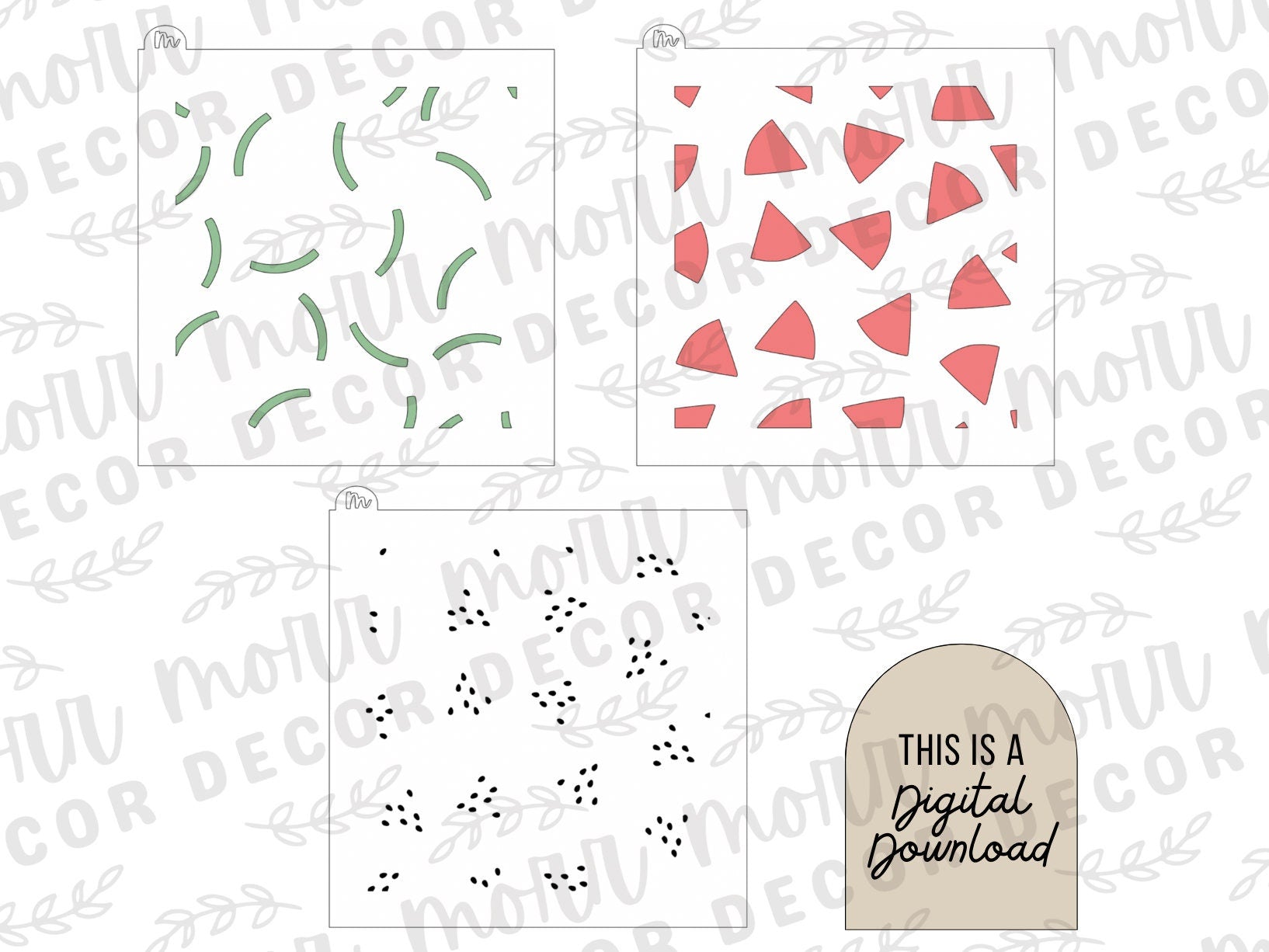 Watermelon 3-Part Cookie Stencil DIGITAL DOWNLOAD | Cookie Stencil Digital Download | Stencil SVG File