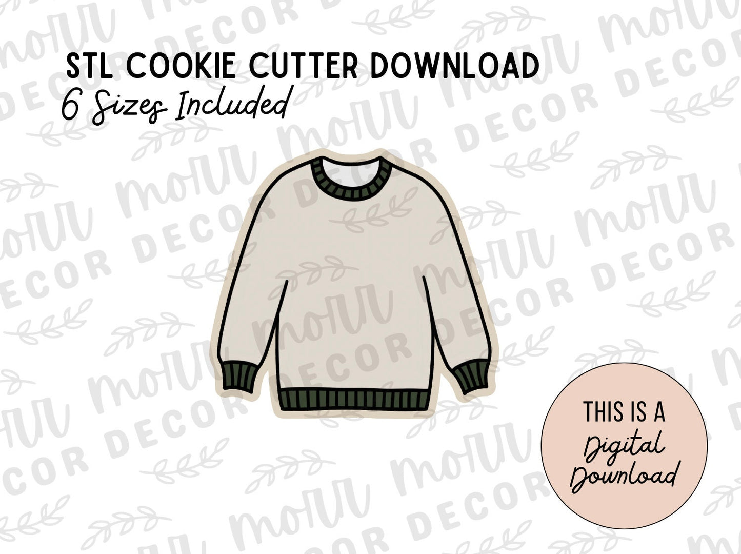 Sweater Cookie Cutter Digital Download | Fall STL File Download | Autumn Cookie Cutter File Download