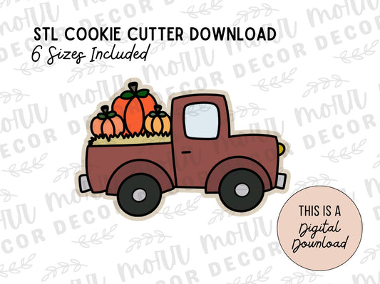 Pumpkin Truck Cookie Cutter Digital Download | Fall STL File Download | Autumn Cookie Cutter File Download