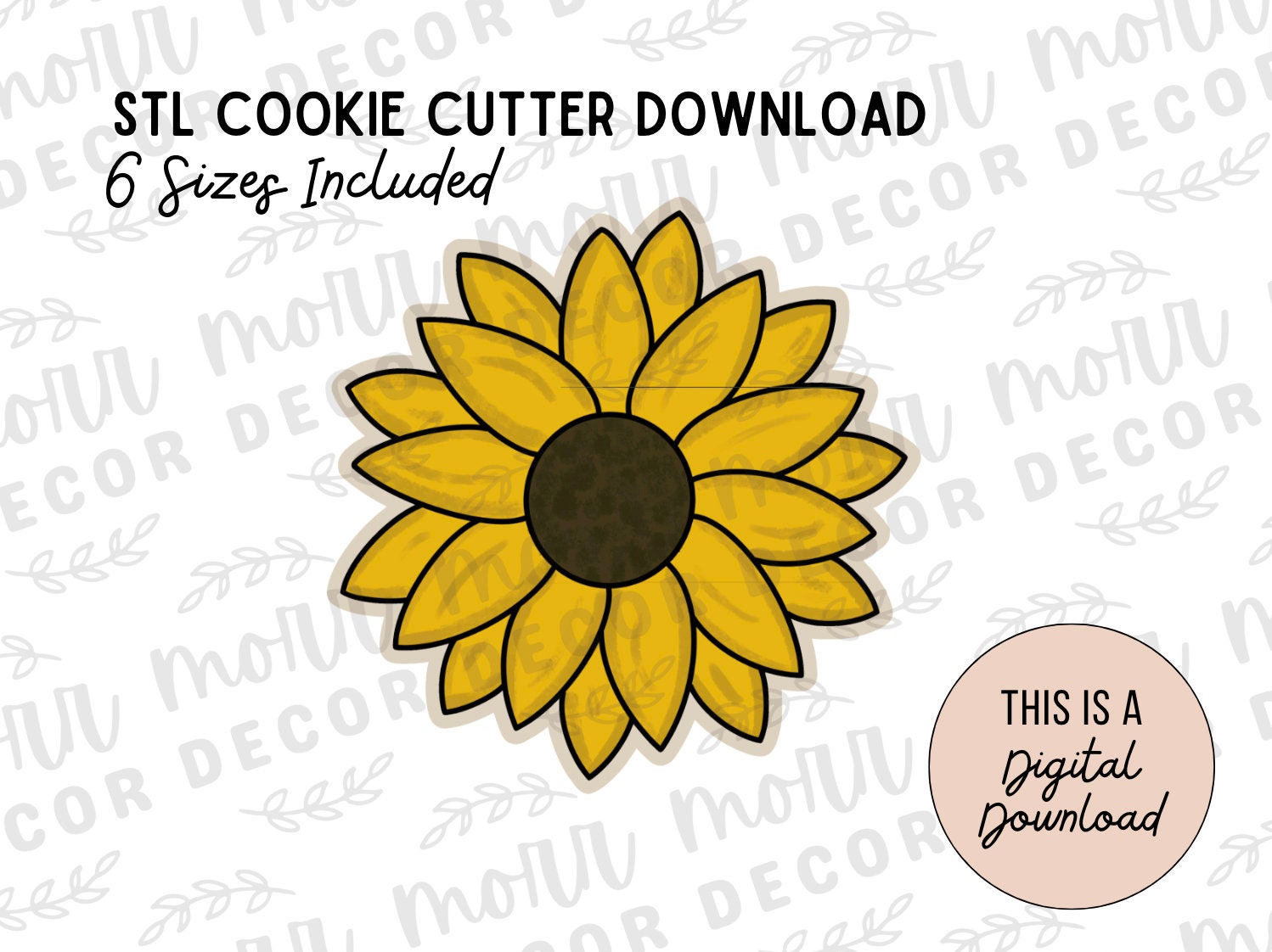 Sunflower Cookie Cutter Digital Download | Fall STL File Download | Autumn Cookie Cutter File Download | Flower STL