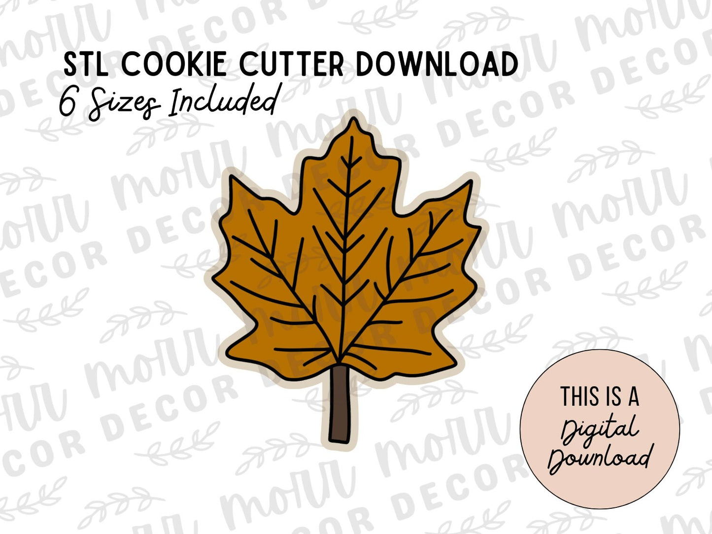 Fall Leaf Cookie Cutter Digital Download | Fall STL File Download | Autumn Cookie Cutter File Download | Leaf 1