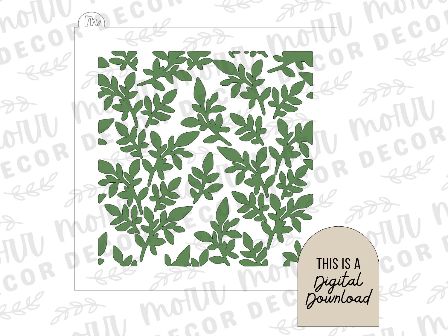 Leaves Pattern Cookie Stencil DIGITAL DOWNLOAD | Vine Pattern Cookie Stencil Digital Download | Stencil SVG File