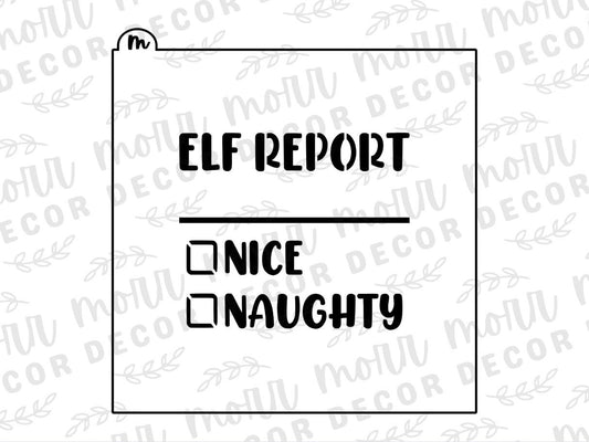 Elf Report Christmas Cookie Stencil | Christmas Cookie Stencil | Holiday Cookie Stencil