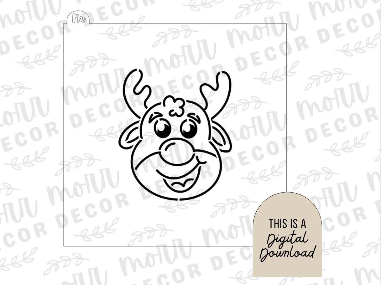 Reindeer PYO Christmas Cookie Stencil DIGITAL DOWNLOAD | Christmas Stencil Svg | Cookie Stencil Download