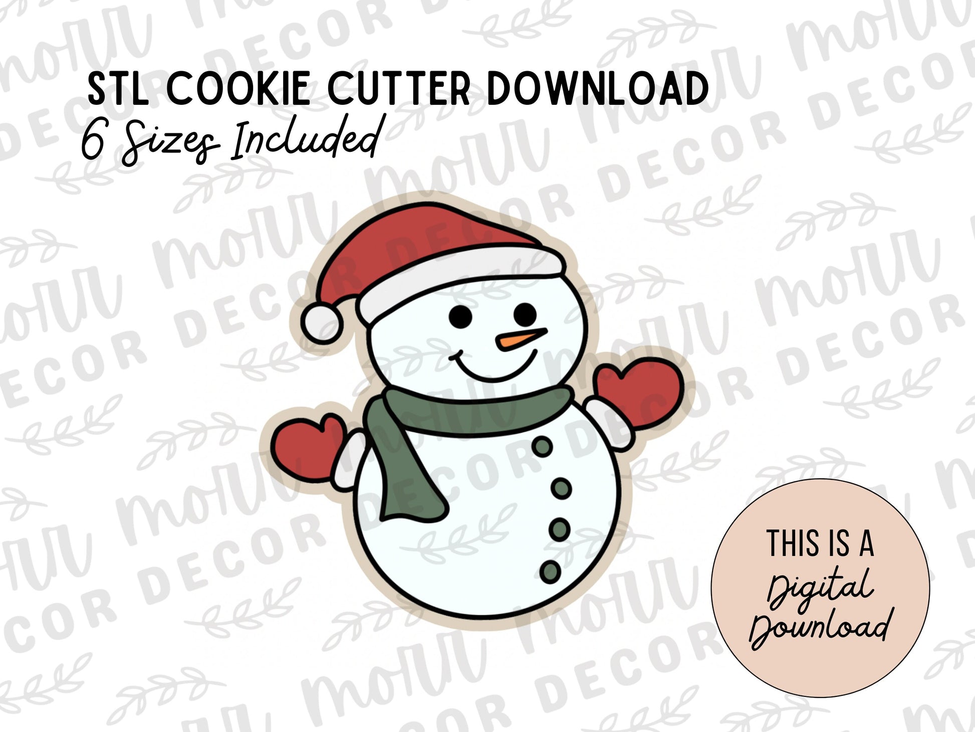 Snowman Cookie Cutter Digital Download | Christmas STL File Download | Holiday Cookie Cutter File Download | Frosty the Snowman