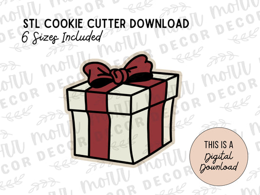 Present Cookie Cutter Digital Download | Christmas Gift STL File Download | Holiday Cookie Cutter File Download