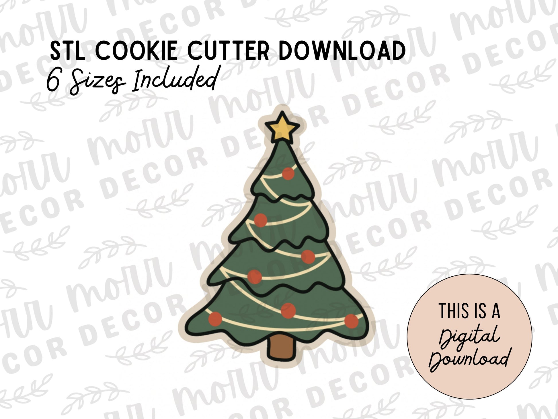 Christmas Tree Cookie Cutter Digital Download | Christmas STL File Download | Holiday Cookie Cutter File Download