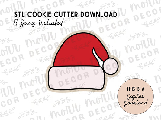 Santa Hat Cookie Cutter Digital Download | Christmas STL File Download | Holiday Cookie Cutter File Download | Santa Claus Cookie Cutter