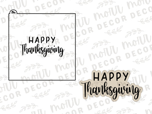 Happy Thanksgiving Cookie Cutter + Cookie Stencil Combo  | Thanksgiving Cookie Stencil | Thanksgiving Cookie Cutter