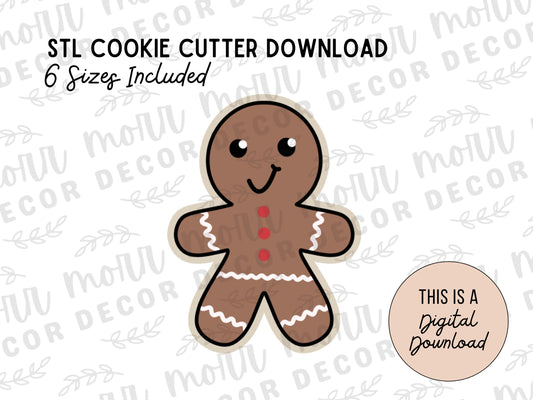 Gingerbread Man Cookie Cutter Digital Download | Christmas STL File Download | Holiday Cookie Cutter File Download