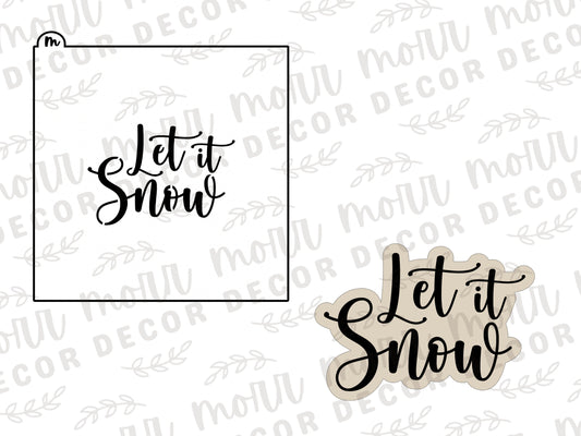 Let it Snow Cookie Cutter + Cookie Stencil Combo  | Christmas Cookie Stencil | Christmas Cookie Cutter