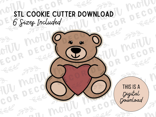 Teddy Bear Cookie Cutter Digital Download | Valentine's Day STL File Download | Holiday Cookie Cutter File Download