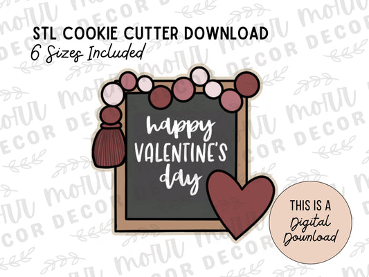 Letterboard Cookie Cutter Digital Download | Valentine's Day STL File Download | Holiday Cookie Cutter File Download