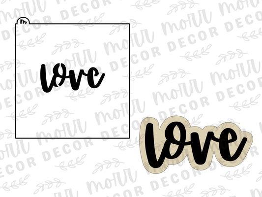 Love Script Cookie Cutter + Cookie Stencil Combo  | Valentine's Day Cookie Stencil | Valentine's Day Cookie Cutter